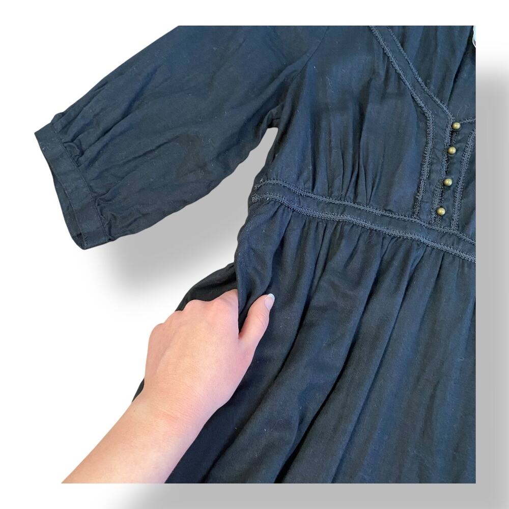 Old Navy Black Cotton Dress Women’s Small Empire Waist Knee Length Pockets - Picture 8 of 11